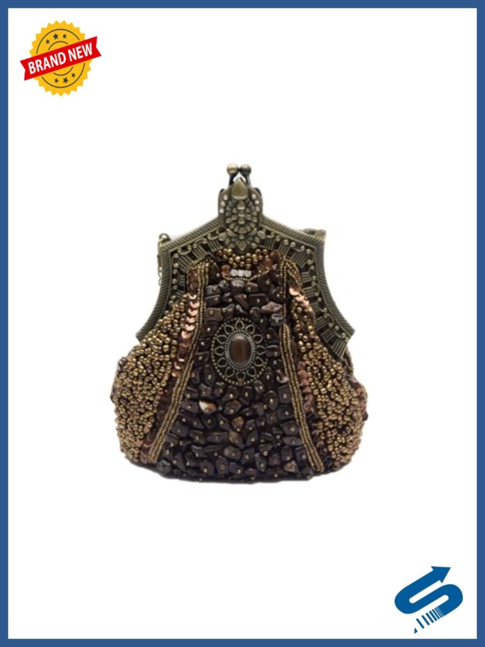 Vintage 1920s Beaded Sequin Evening Clutch Pearl Rhinestone Bridal Purse